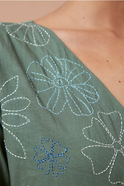 Okhai 'Forest Magic' Pure Cotton Hand Embroidered Jumpsuit| Rescue