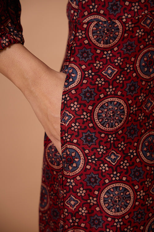 Okhai "Sunstone" Handblock Printed Chanderi Silk Ajrakh Jumpsuit