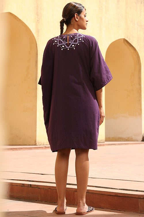 Okhai "Mandala" Hand Embroidered Mirror and Beadwork Pure Cotton Kaftan Dress