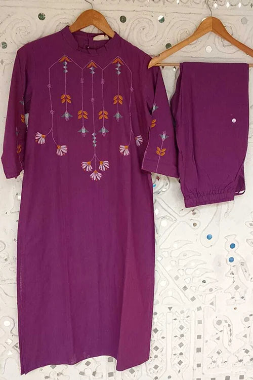 Okhai 'Sweet Sage' Pure Cotton Hand Embroidered Set| Rescue