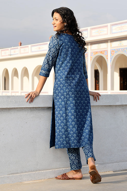 Okhai 'Jumble Mumble' Pure Cotton Hand Block Printed Kurta Pant Set