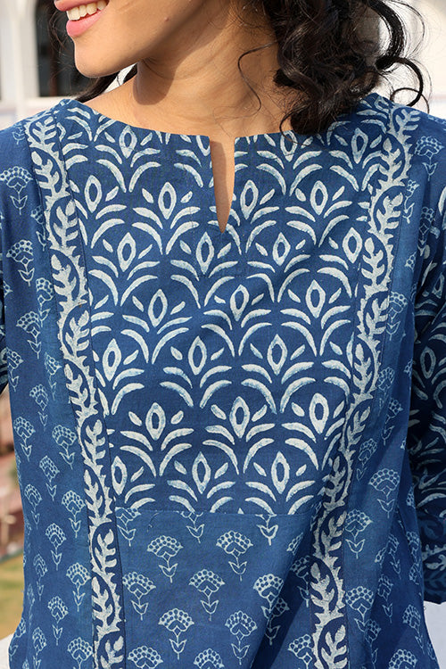 Jumble Mumble Cotton Printed Indigo Kurta Pant Set For Women Online