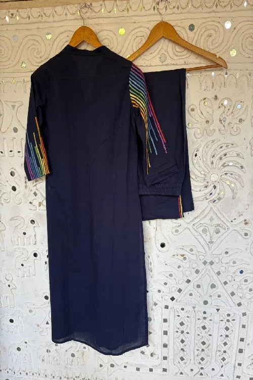 Okhai "Rangrez" Pure Cotton Hand Embroidered Kurta Pant set | Rescue