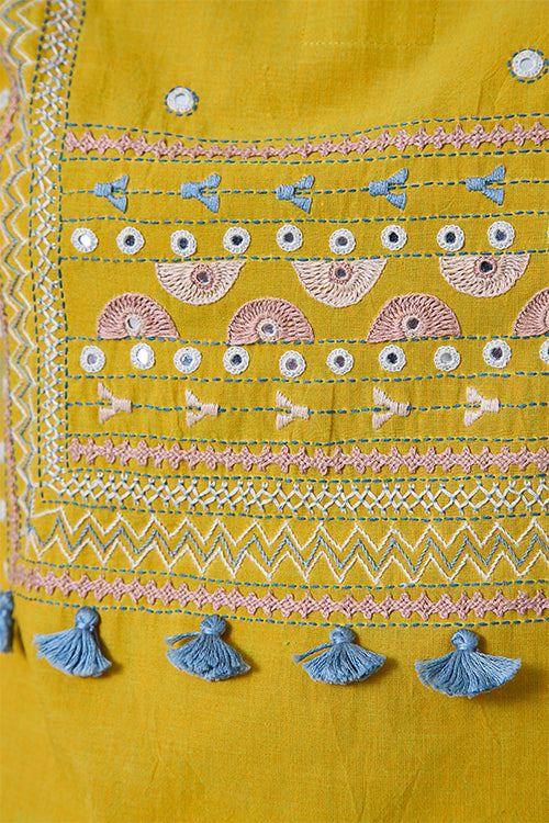 Okhai 'Magical Music' Pure Cotton Hand Embroidered Mirror Work Kurta Pant Set