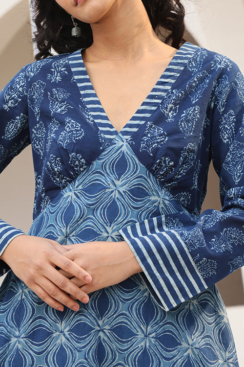 Indigenous Soul Cotton Printed Indigo Kurta Pant Set For Women Online