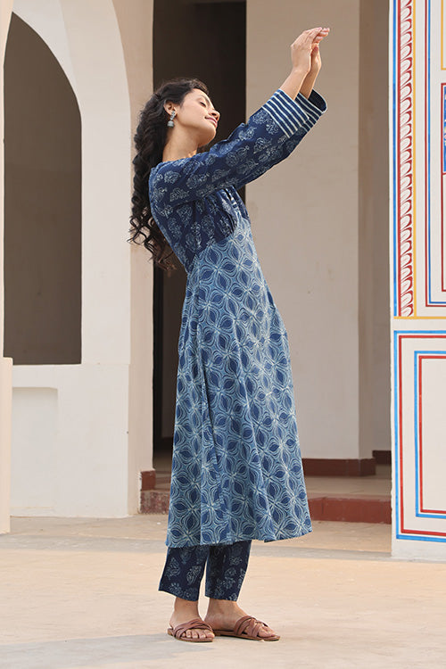 Okhai 'Indigenous Soul' Pure Cotton Hand Block Printed Kurta Pant Set