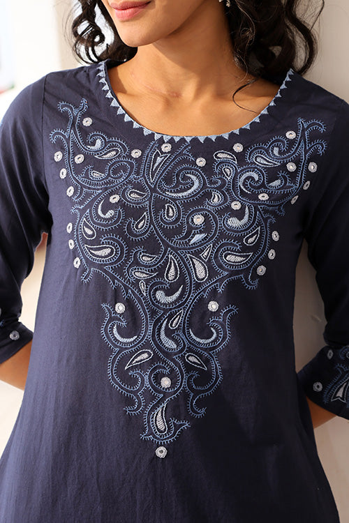 Okhai "Mehfil" Pure Cotton Hand Embroidered Mirrorwork Kurta Pant set