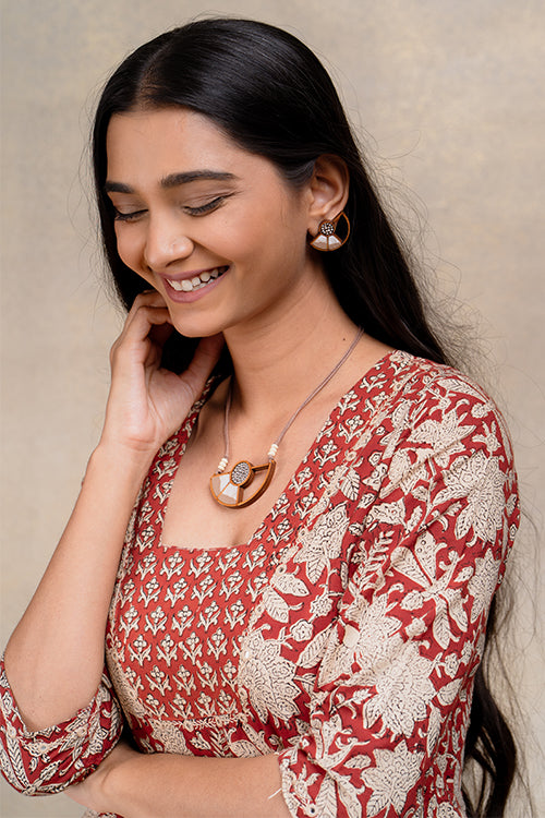 Rosemary Mirrorwork Handblock Printed Pure Cotton Kurta Pant Set