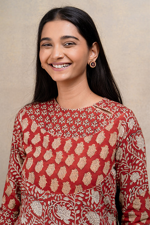 Jamboree Beadwork Handblock Printed Pure Cotton Kurta Pant Set Online