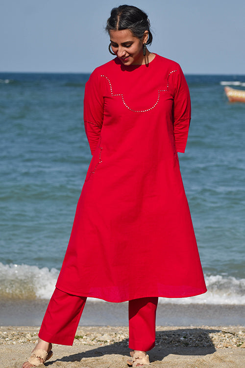 Okhai Dilruba Embroidered Cotton Kurta Pant Set For Women Online