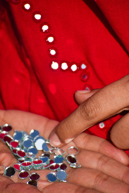 Okhai "Dilruba" Hand-Embroidered Mirrorwork Pure Cotton Kurta Pant Set