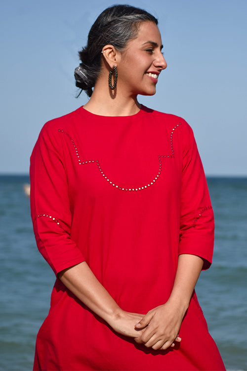 Okhai "Dilruba" Hand-Embroidered Mirrorwork Pure Cotton Kurta Pant Set