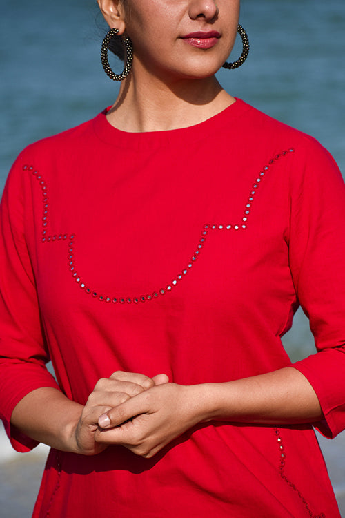 Okhai "Dilruba" Hand-Embroidered Mirrorwork Pure Cotton Kurta Pant Set