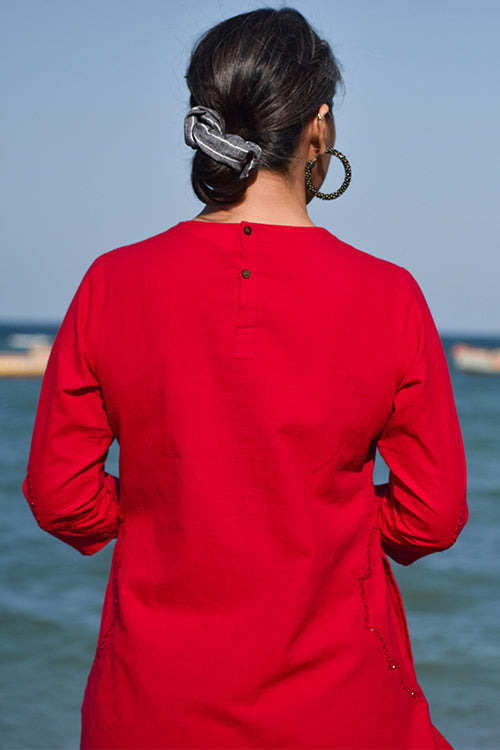 Okhai "Dilruba" Hand-Embroidered Mirrorwork Pure Cotton Kurta Pant Set