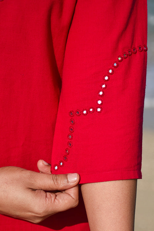 Okhai "Dilruba" Hand-Embroidered Mirrorwork Pure Cotton Kurta Pant Set