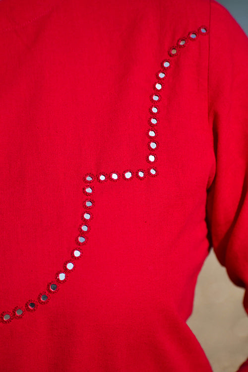 Okhai "Dilruba" Hand-Embroidered Mirrorwork Pure Cotton Kurta Pant Set