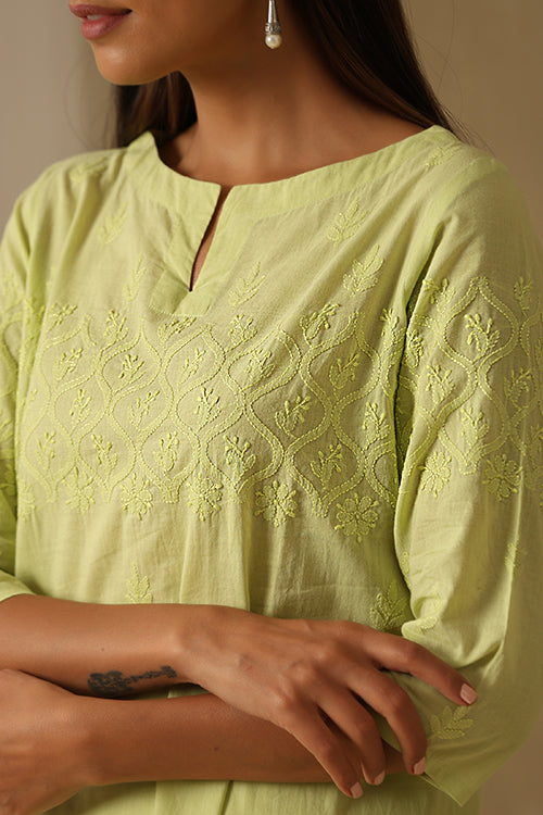 Okhai "Inaayat" Chikankari Pure Cotton Kurta Pant Set