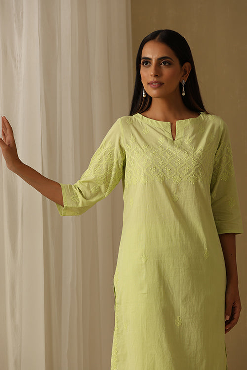 Okhai "Inaayat" Chikankari Pure Cotton Kurta Pant Set