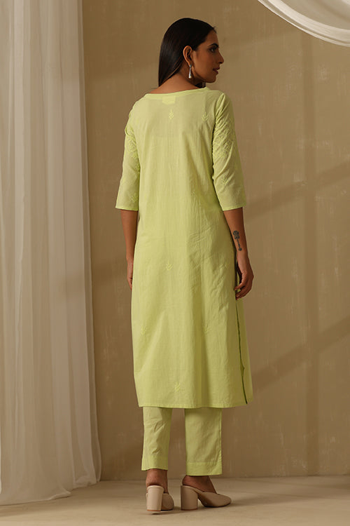 Okhai "Inaayat" Chikankari Pure Cotton Kurta Pant Set