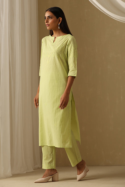 Okhai "Inaayat" Chikankari Pure Cotton Kurta Pant Set