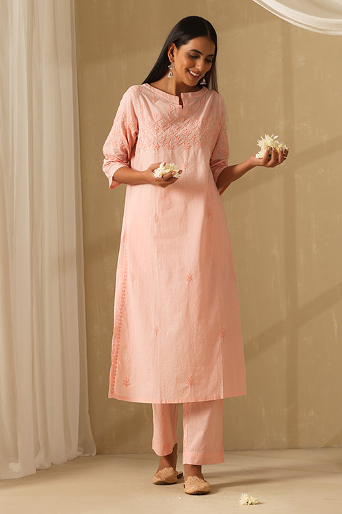 Okhai "Rooh" Chikankari Pure Cotton Kurta Pant Set