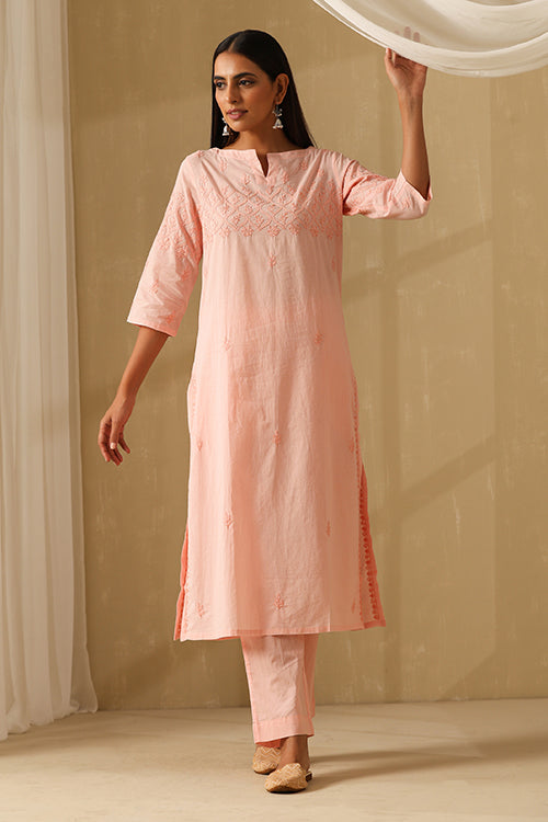 Okhai "Rooh" Chikankari Pure Cotton Kurta Pant Set