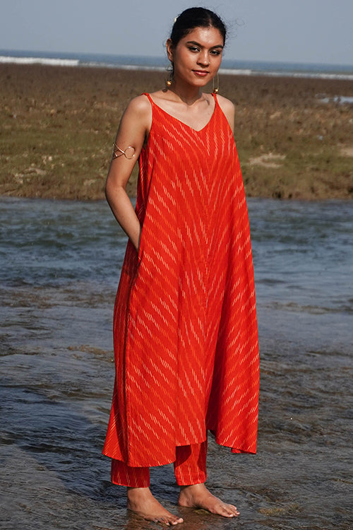 Okhai "Zestful" Cotton Ikat Kurta Pant Set | Rescue