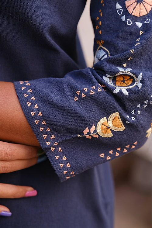 Okhai "Tangerine" Suf Embroidered Pure Cotton Kurta Pant Set