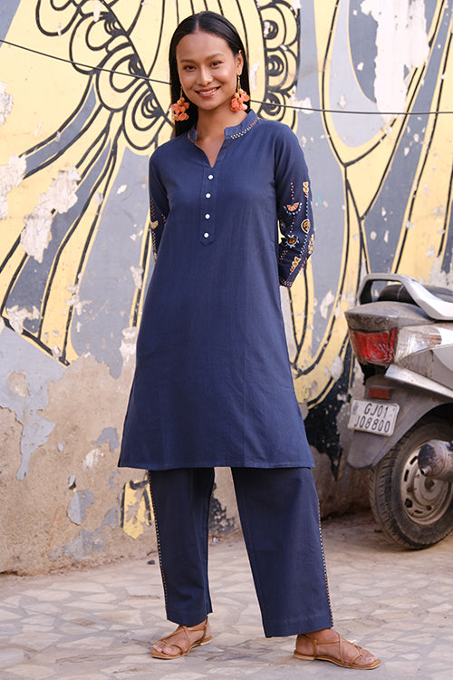 Okhai "Tangerine" Suf Embroidered Pure Cotton Kurta Pant Set