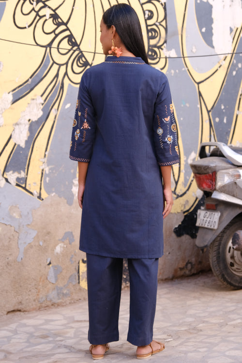 Okhai "Tangerine" Suf Embroidered Pure Cotton Kurta Pant Set