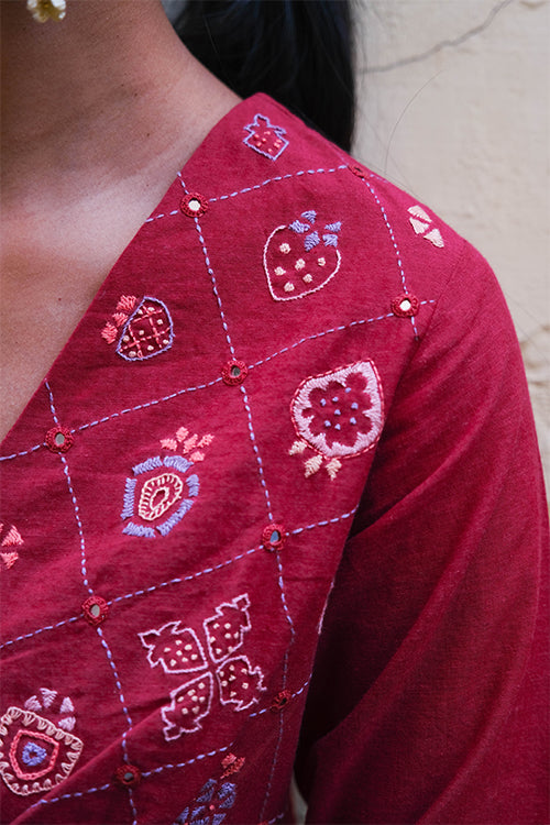Okhai "Sherbet" Hand Embroidery and Mirror Work Pure Cotton Kurta Pant Set