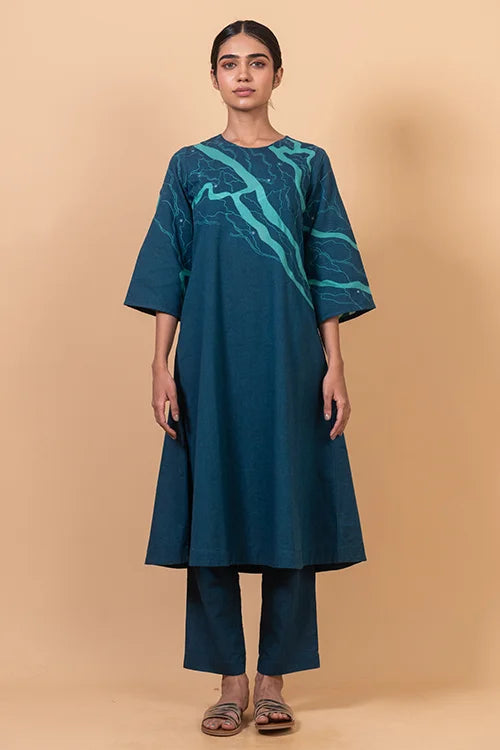 Okhai "Sundarbans" Hand Applique and Embroidery Pure Cotton Kurta Pant Set