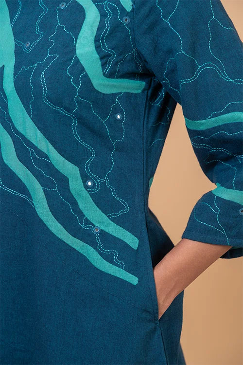 Okhai "Sundarbans" Hand Applique and Embroidery Pure Cotton Kurta Pant Set