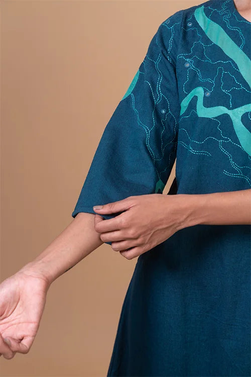 Okhai "Sundarbans" Hand Applique and Embroidery Pure Cotton Kurta Pant Set