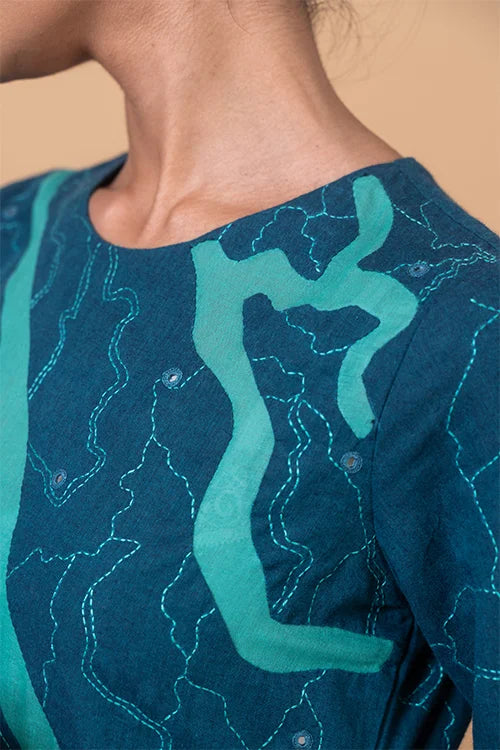 Okhai "Sundarbans" Hand Applique and Embroidery Pure Cotton Kurta Pant Set