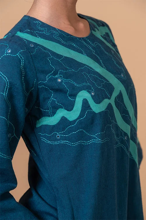 Okhai "Sundarbans" Hand Applique and Embroidery Pure Cotton Kurta Pant Set