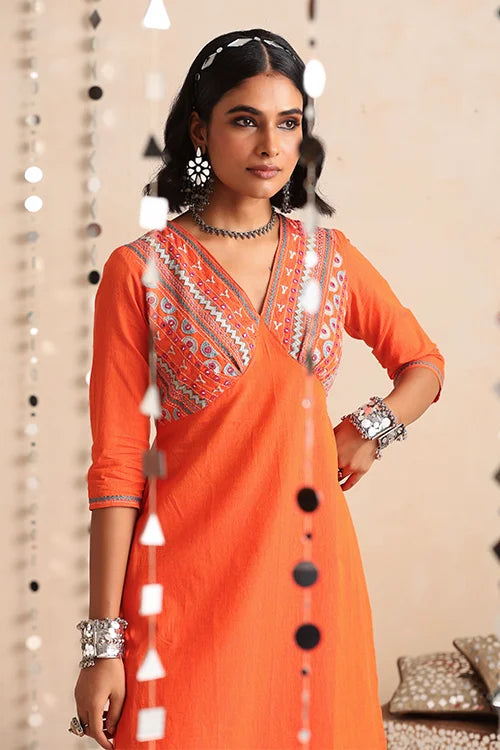 Okhai "Mehran" Hand-Embroidered Pure Cotton Kurta Pant Set