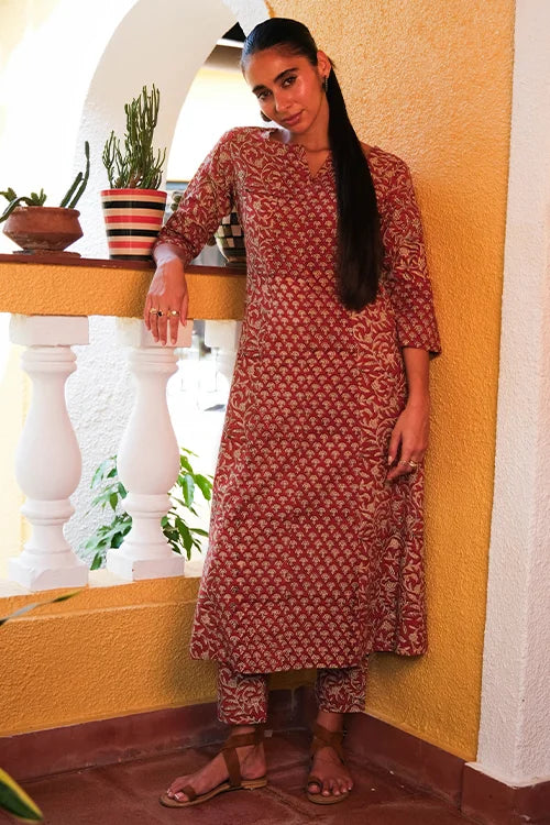 Okhai "Queen’s Gambit" Handblock Printed Pure Cotton Kurta Set