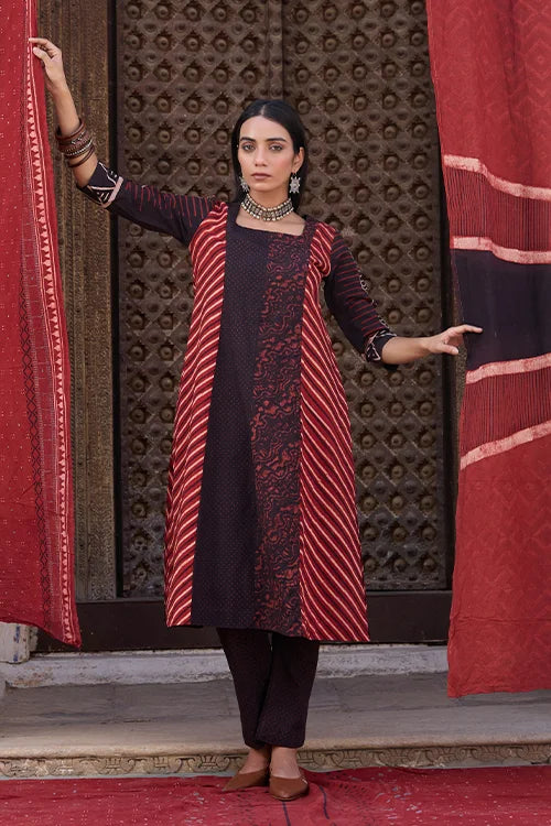 Okhai "Medallion" Cotton Ajrakh Kurta Pant Set