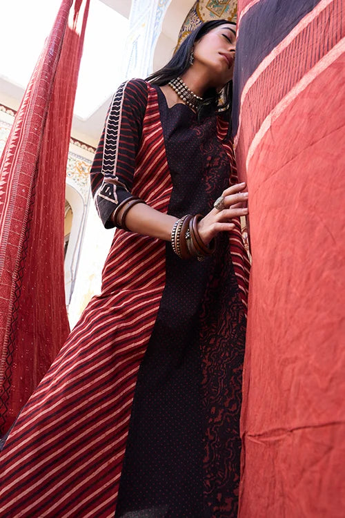 Okhai "Medallion" Cotton Ajrakh Kurta Pant Set