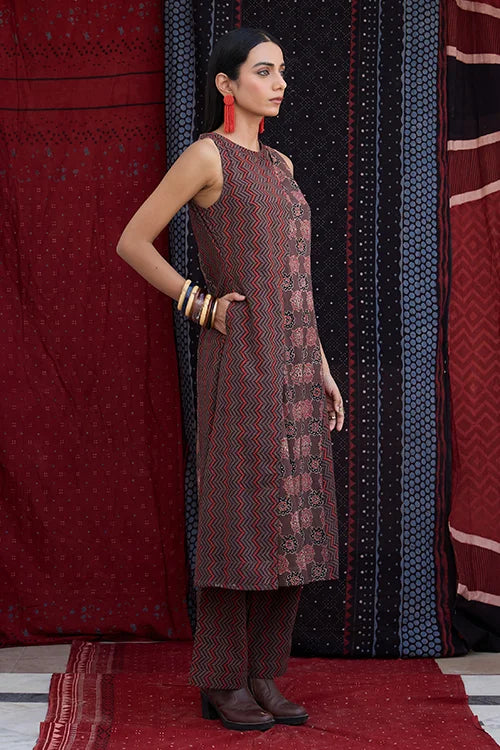 Okhai "Dabu" Cotton Ajrakh Kurta Pant Set