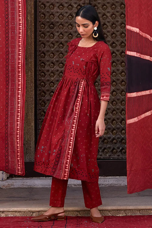 Okhai "Knotline" Cotton Ajrakh Kurta Pant Set