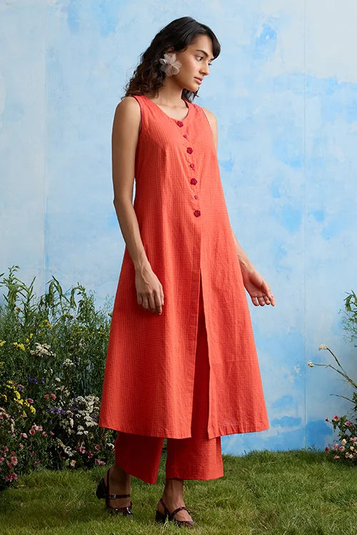 Okhai "Saffron" Cotton Kurta Pant Set
