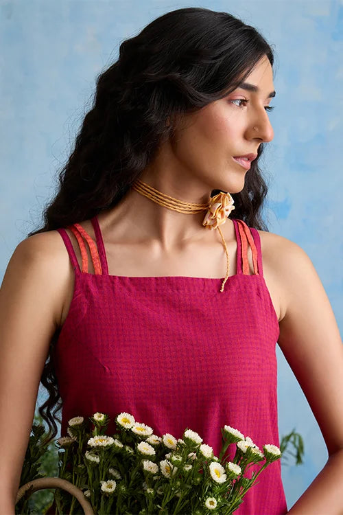 Okhai "Carnation" Cotton Sleeveless Kurta Pant Set