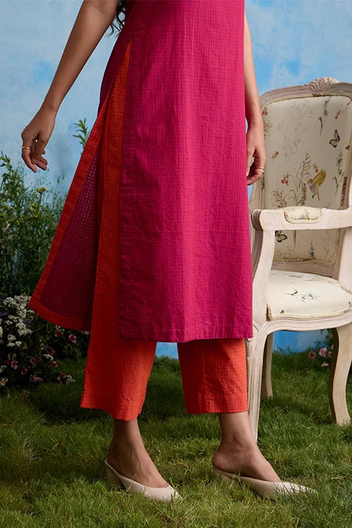 Okhai "Carnation" Cotton Sleeveless Kurta Pant Set