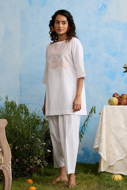 Okhai "Winter" Hand-Embroidered Mirrorwork Pure Cotton Kurta Salwar Set
