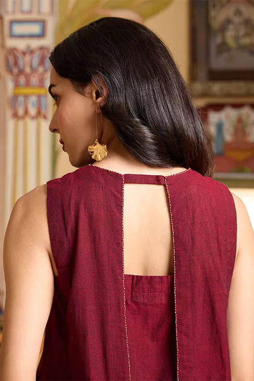 Okhai "Caroline" Hand Embroidery and Beadwork Pure Cotton Sleeveless Kurta Pant set