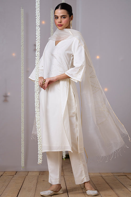 Okhai Sparkle Khaat Bharat & Mukaish Work Kurta Pant Set Online