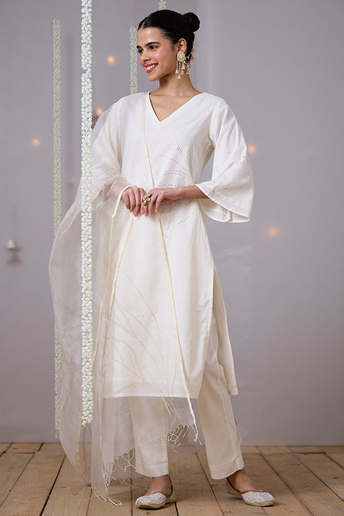 Okhai "Sparkle" Mukaish and Khaat bharat work Kurta Pant set