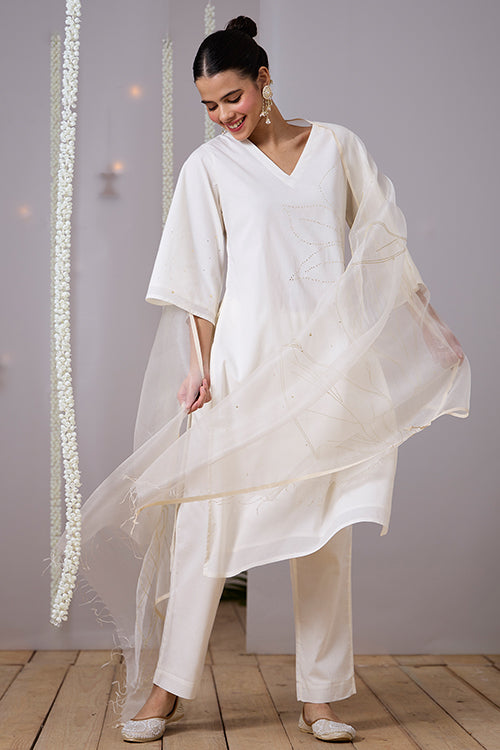 Okhai "Sparkle" Mukaish and Khaat bharat work Kurta Pant set